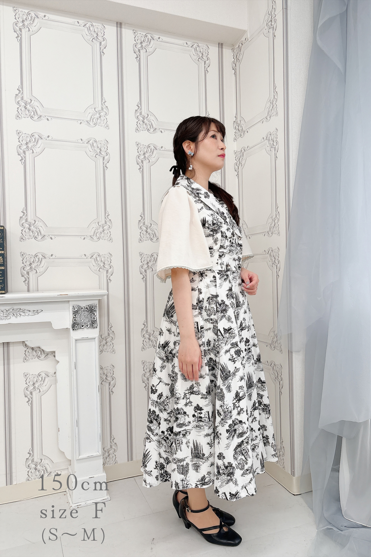 【Pre-order】Toile de Jouy sleeveless dress/Black
