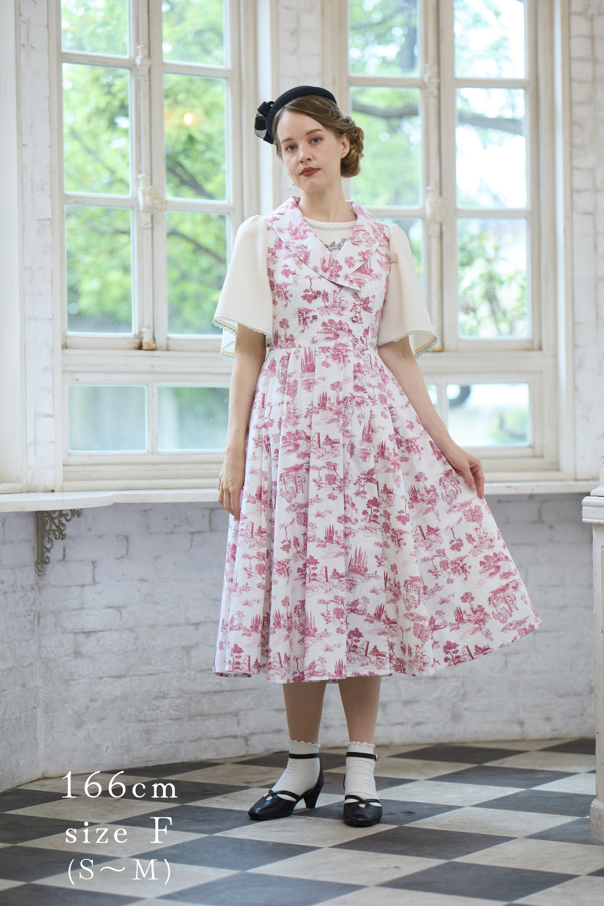 【Pre-order】Toile de Jouy sleeveless dress/Red
