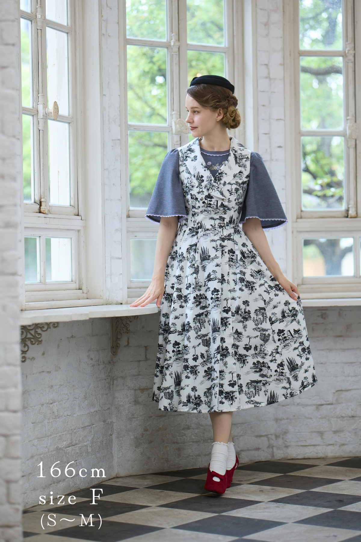 【Pre-order】Toile de Jouy sleeveless dress/Black